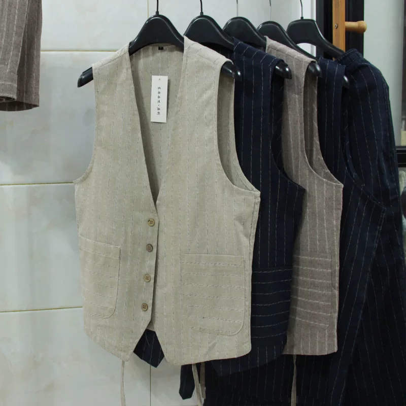 Men Formal Wear Vest - سترة كتان بريطانية غير رسمية للرجال،