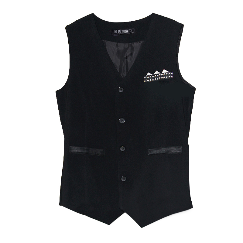 Men'S Formal Wear Waistcoat - رجل الأداء الأسود اللاتينية منفصلة صدرية