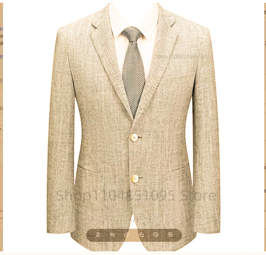 Men Formal Wear Blue - سترة بدلة رجالية ضيقة من الكتان