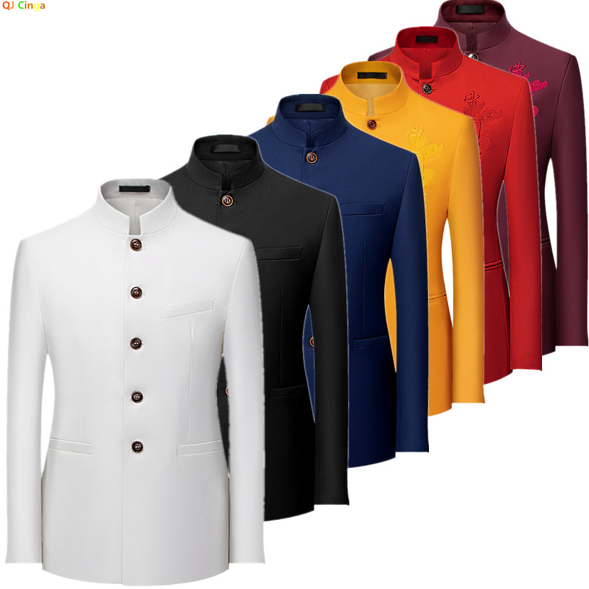 Men Formal Wear Blue - سترة رجالية طويلة الأكمام بالطراز الصيني