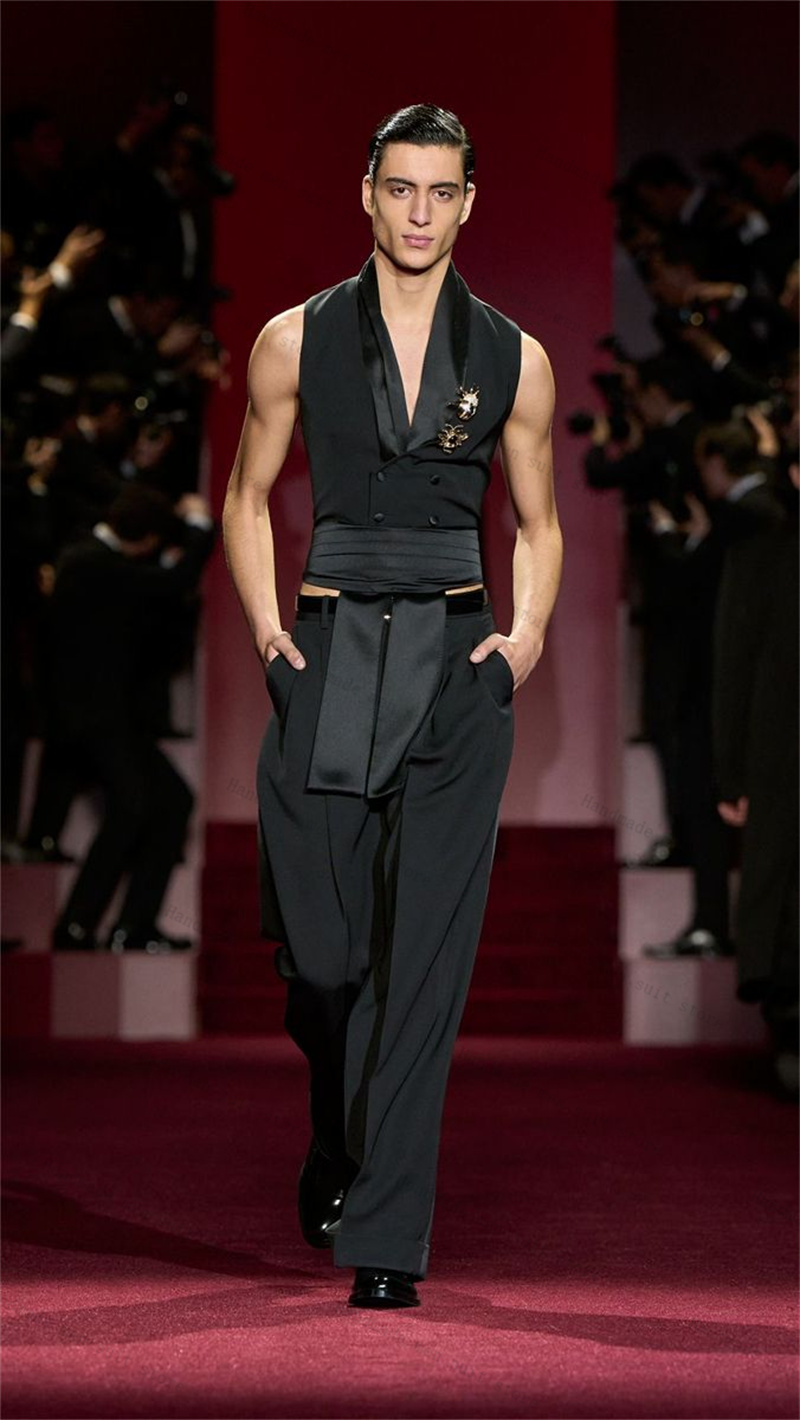 Men'S Formal Wear Waistcoat - أسود الرجال الدعاوى 2 قطعة سترة