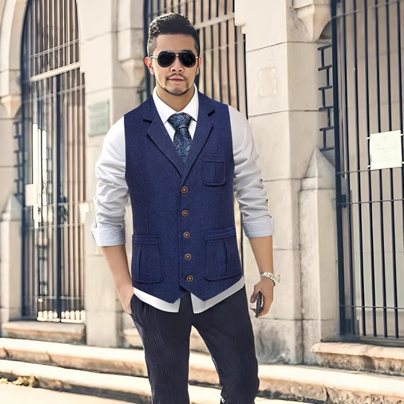 Men'S Formal Wear Waistcoat - صدرية بدلة رجالية من التويد بنقشة