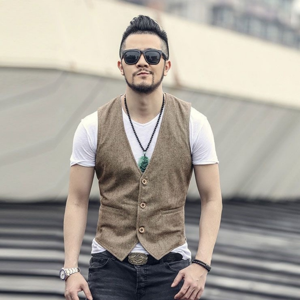 Formal Vest Waistcoat - صدرية رجالية من الكتان بياقة على