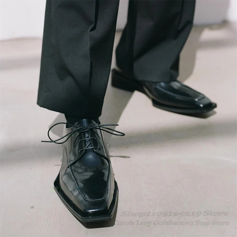 Men'S Formal Style - أسود براءات الاختراع والجلود الرجال 4