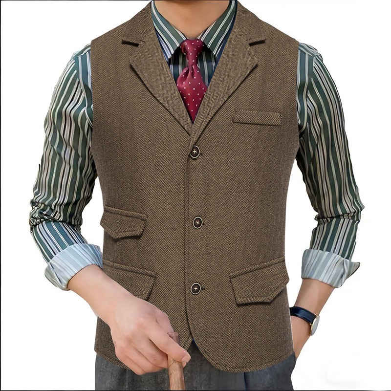 Men'S Formal Wear Waistcoat - صدرية بدلة رجالية من التويد بنقشة
