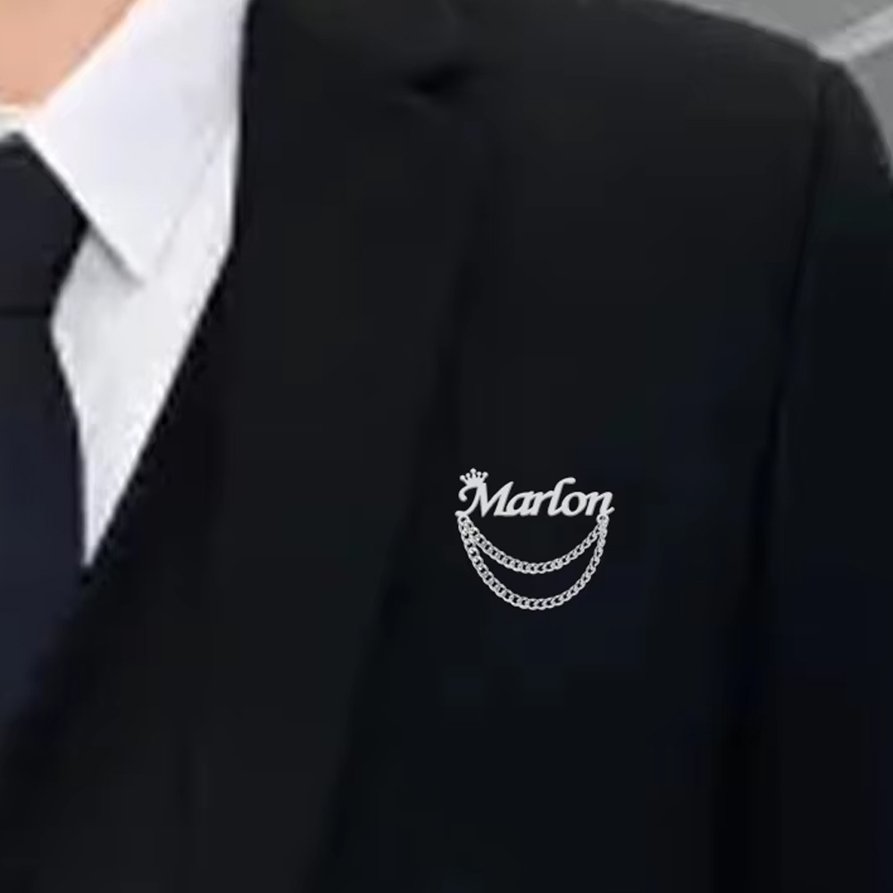 شخصية اسم بروش تخصيص تاج دبابي - مراجعة Tuxedo Lapel Pin وسعره