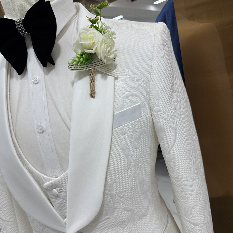 بدلة زفاف رجالية بيضاء من 3 قط - مراجعة Men Formal Wear Vest وسعره
