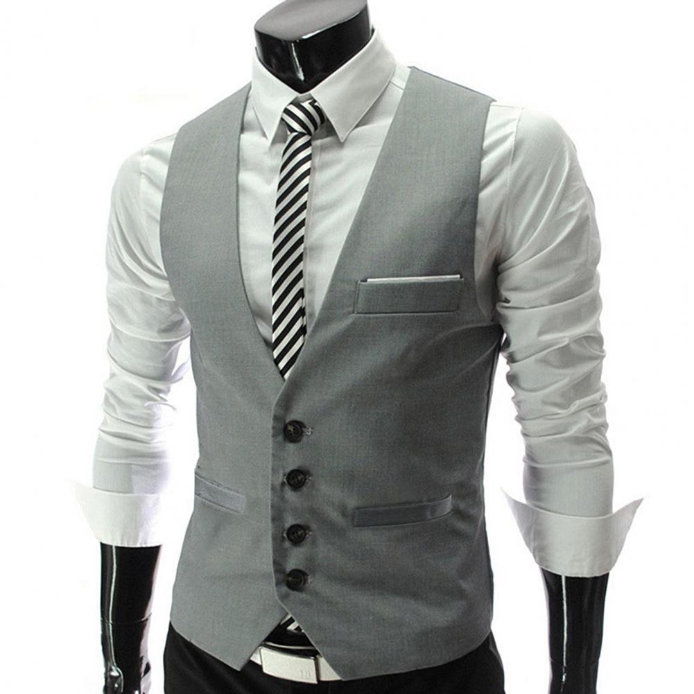 الرجال سترة واحدة الصدر دعوى س - مراجعة Formal Vest Waistcoat وسعره