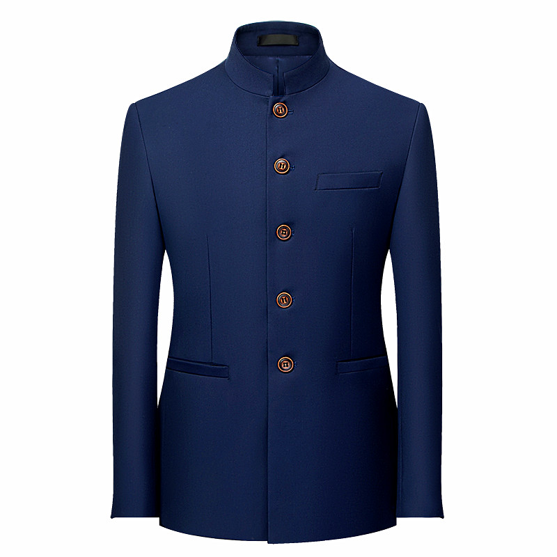 سترة رجالية طويلة الأكمام بالط - مراجعة Men Formal Wear Blue وسعره