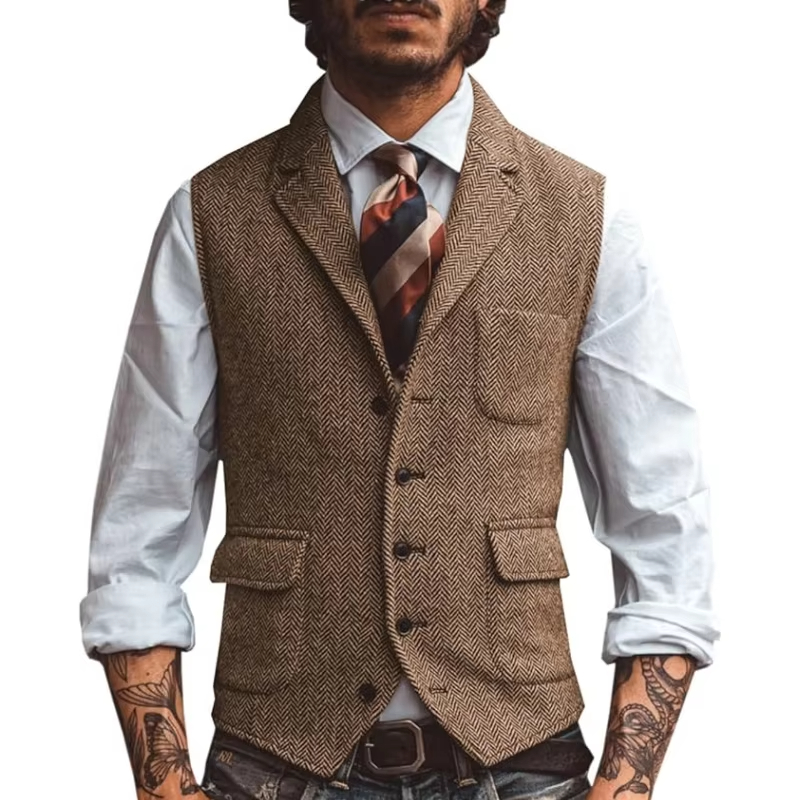 صدرية رجالية من التويد بنمط ري - مراجعة Men'S Formal Wear Waistcoat وسعره