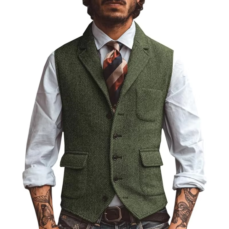صدرية رجالية من التويد بنمط ري - مراجعة Men'S Formal Wear Waistcoat وسعره