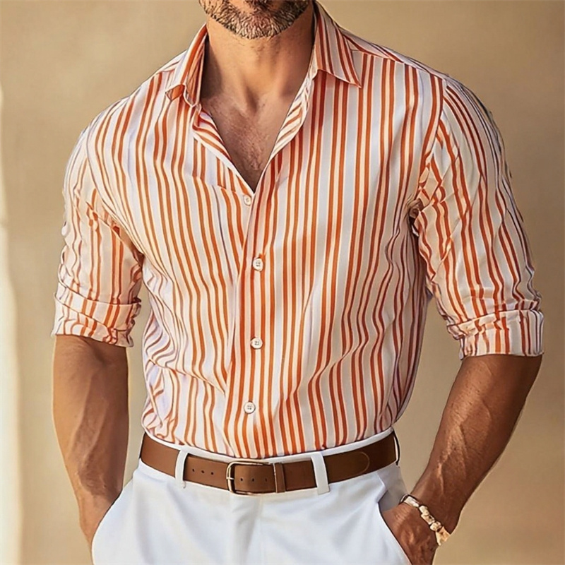 قميص رجالي رسمي بياقة مخططة وأ - مراجعة Men Formal Wear Blue وسعره