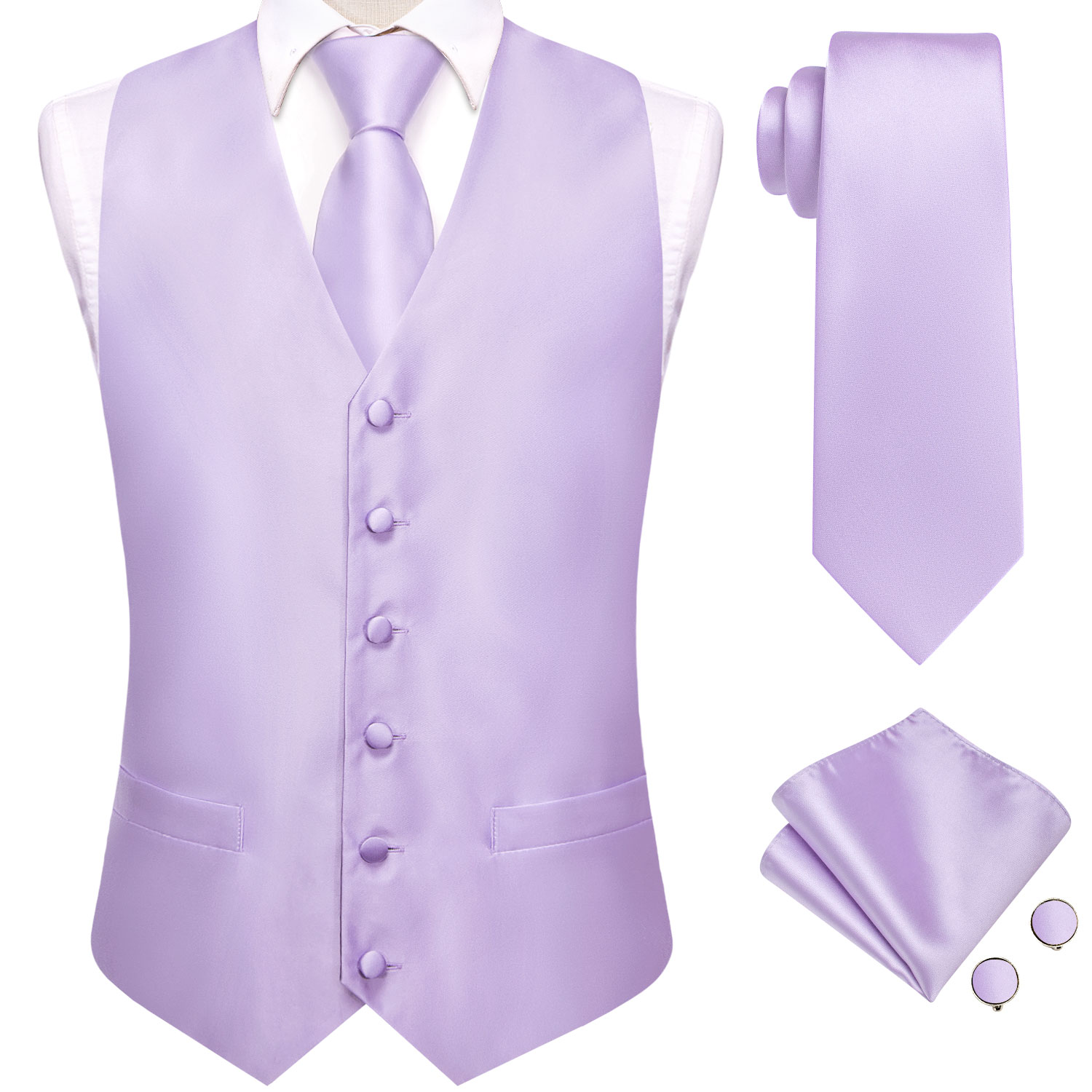 طقم بدلة رجالي 4 قطع بلون بنفس - مراجعة Formal Vest Waistcoat وسعره