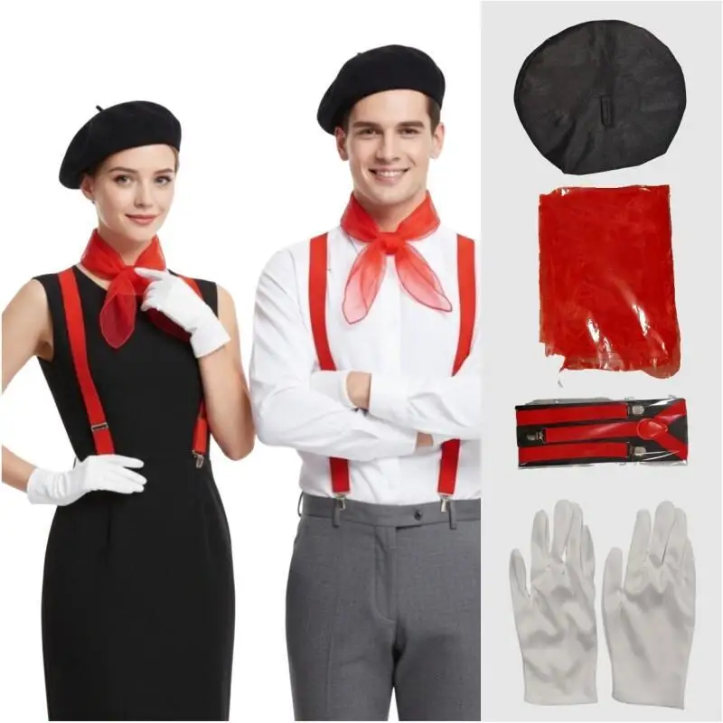 4 قطع طقم زي المهرج للرجال وال - مراجعة Formal Wear Gloves Men وسعره