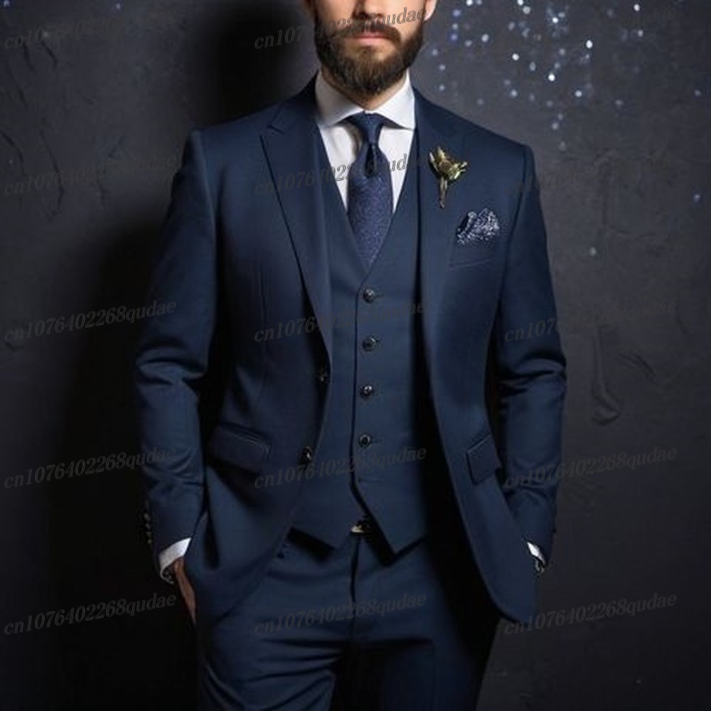 New Navy Blue Formal Men Suit  - مراجعة Men Formal Wear Blue وسعره