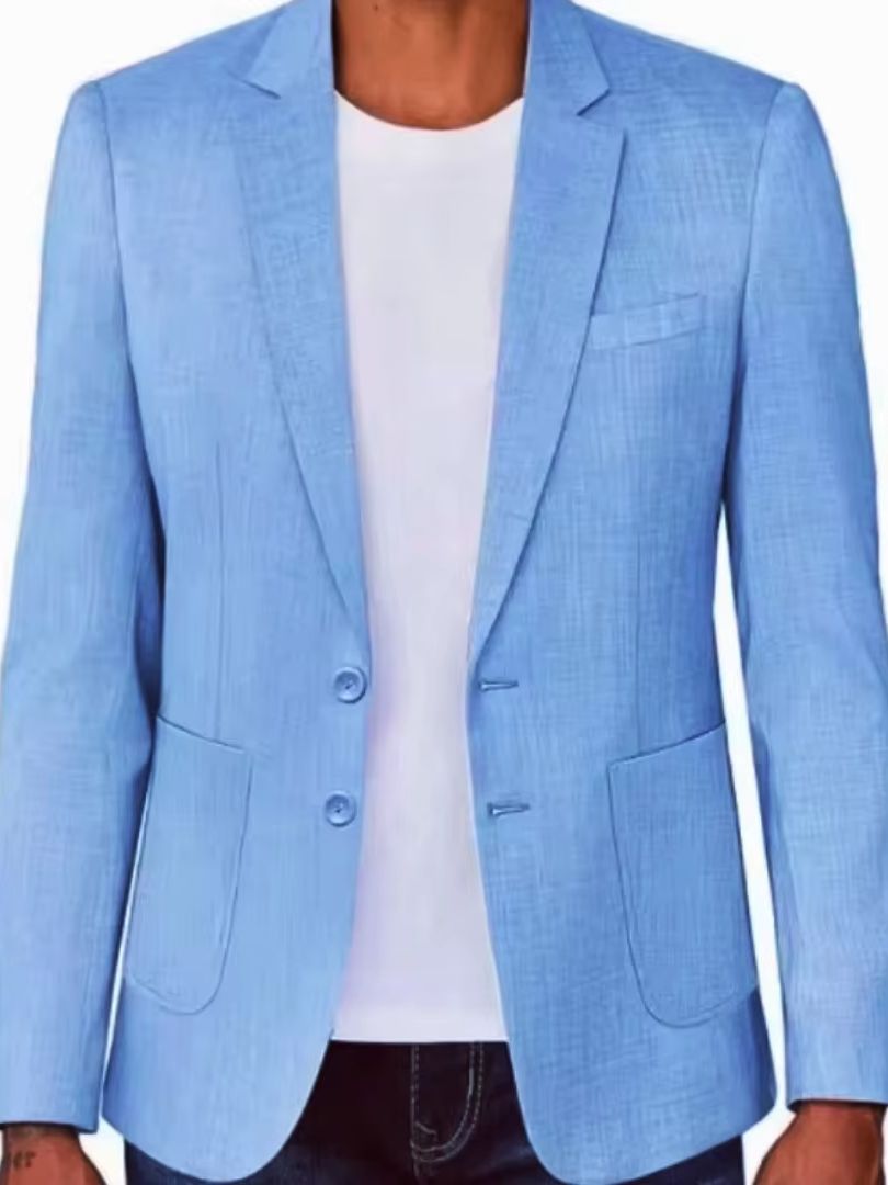 بليزر رجالي بقصة ضيقة من الكتا - مراجعة Men Formal Wear Blue وسعره