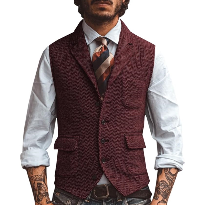 صدرية رجالية جديدة بياقة على ش - مراجعة Men Formal Wear Vest وسعره