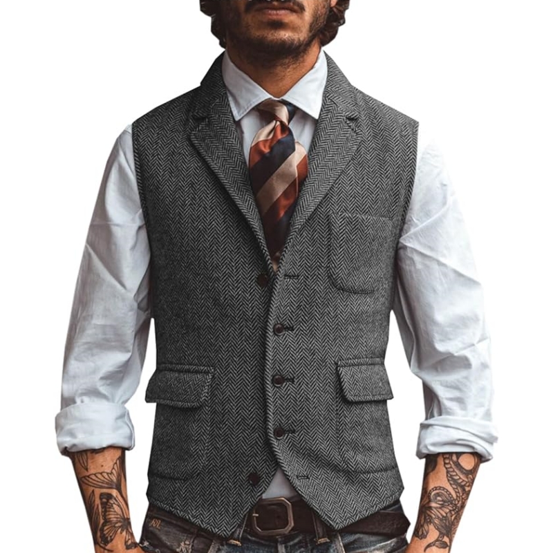 صدرية رجالية جديدة بياقة على ش - مراجعة Men Formal Wear Vest وسعره