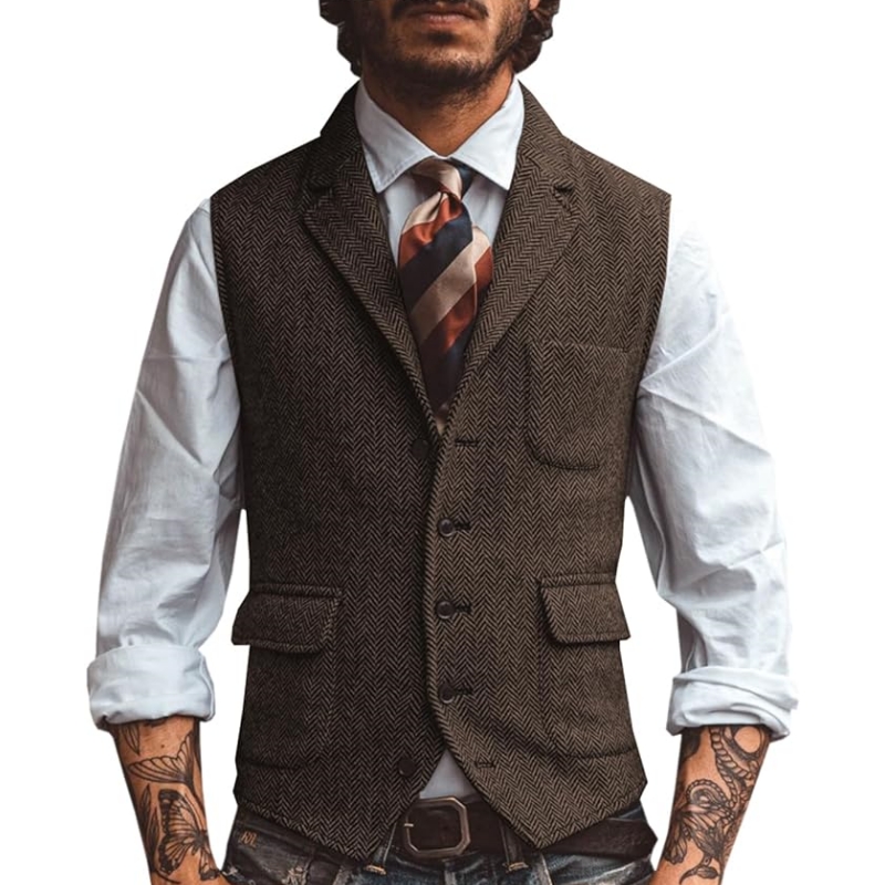صدرية رجالية جديدة بياقة على ش - مراجعة Men Formal Wear Vest وسعره