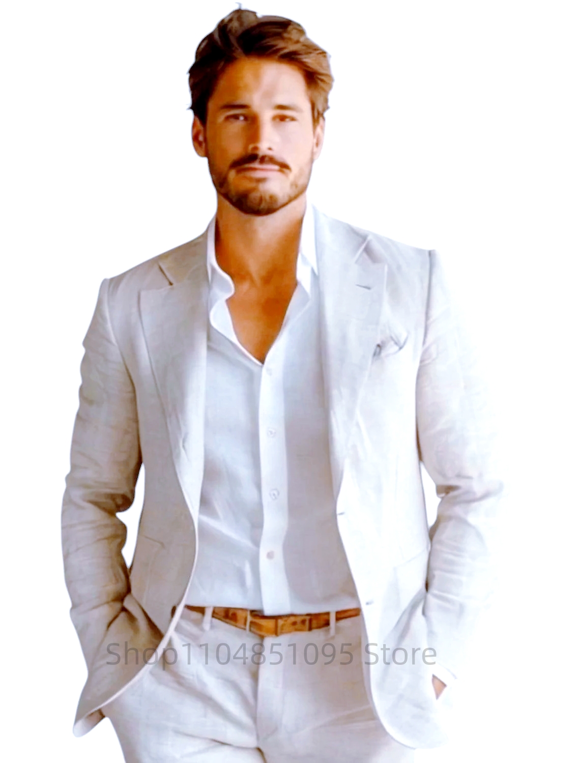 بليزر رجالي أزرق ضيق من الكتان - مراجعة Men Formal Wear Blue وسعره