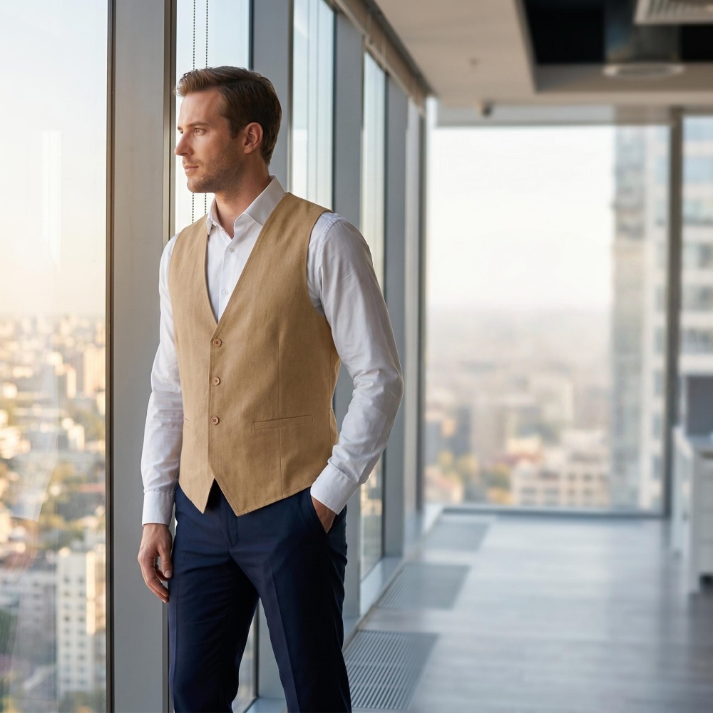 صدرية رجالية من الكتان بياقة ع - مراجعة Formal Vest Waistcoat وسعره